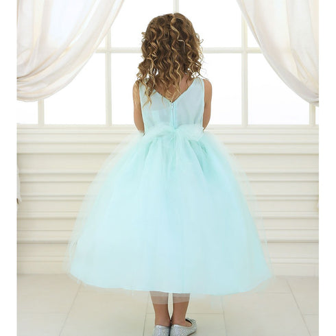 Little Girls Mint Rhinestone Tulle Flower Girl Dress 2T-6 - SophiasStyle.com